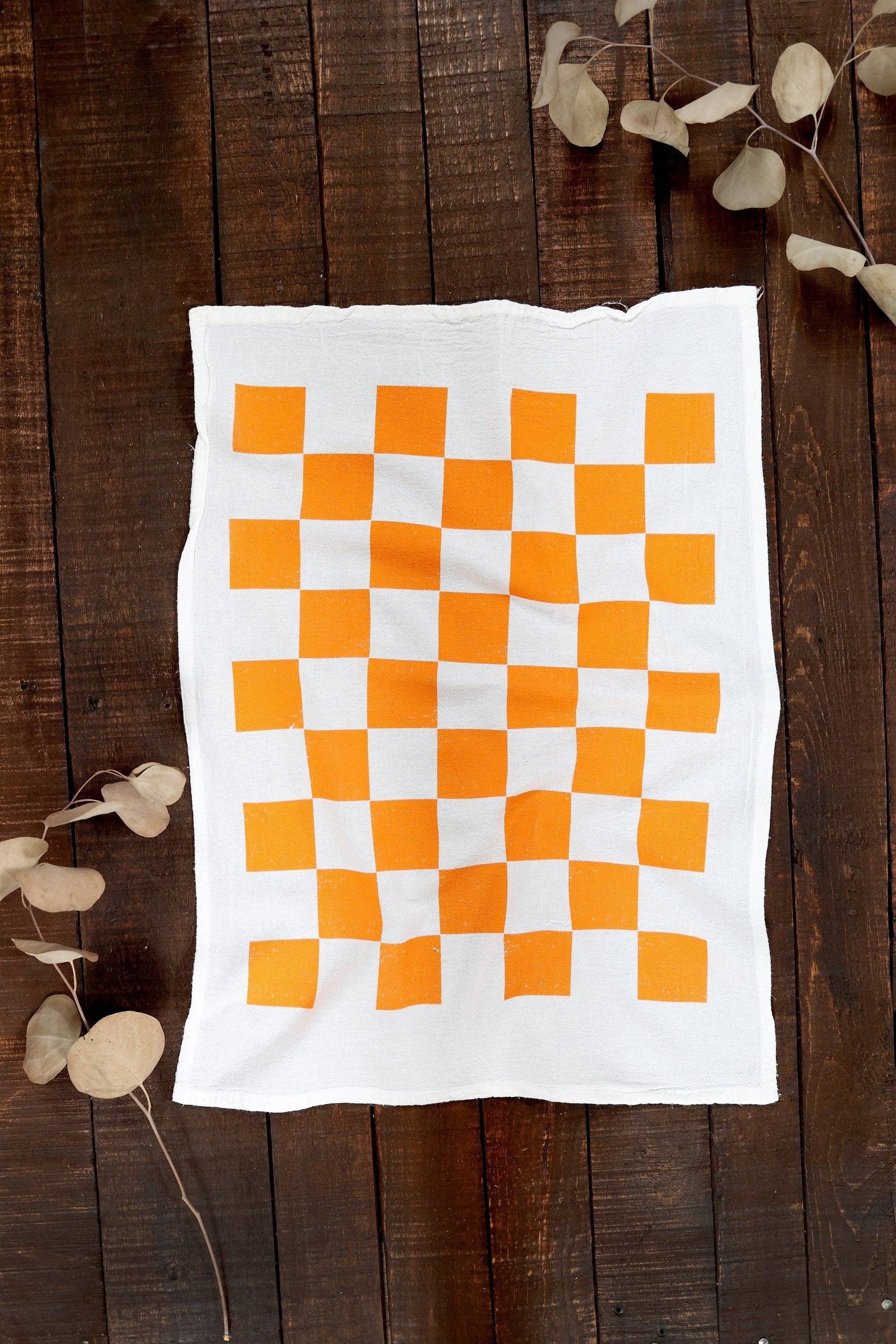 Orange Check Mississippi Tea Towel